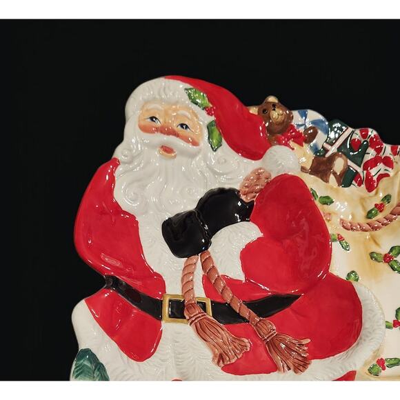Fitz and Floyd Christmas Santa Chip and Dip Serving Platter NIB XL 17in Long - Picture 3 of 8